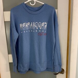Time and Tru Blue Graphic Crewneck Sweatshirt